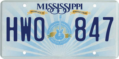 MS license plate HWO847