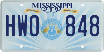 MS license plate HWO848