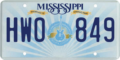 MS license plate HWO849