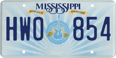 MS license plate HWO854