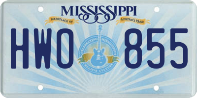 MS license plate HWO855