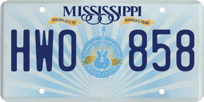 MS license plate HWO858