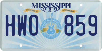 MS license plate HWO859