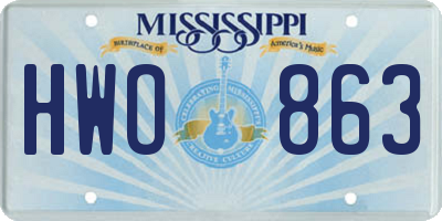 MS license plate HWO863