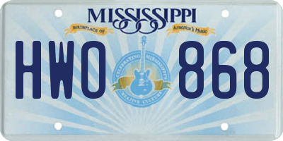 MS license plate HWO868