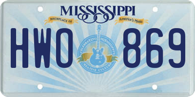 MS license plate HWO869
