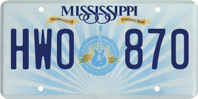 MS license plate HWO870