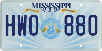 MS license plate HWO880