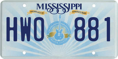 MS license plate HWO881