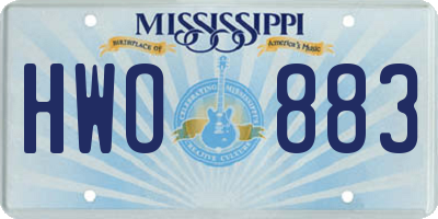 MS license plate HWO883
