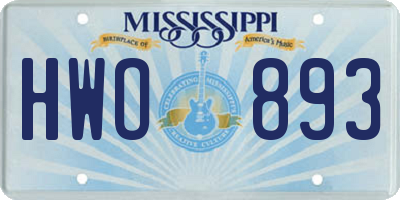 MS license plate HWO893