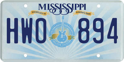 MS license plate HWO894