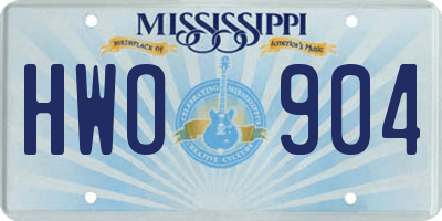 MS license plate HWO904