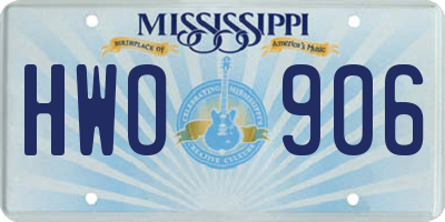 MS license plate HWO906