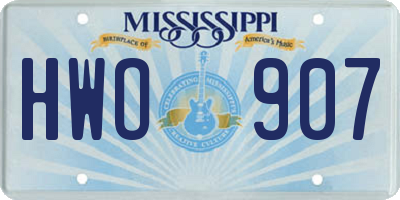 MS license plate HWO907