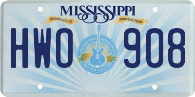 MS license plate HWO908