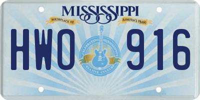 MS license plate HWO916