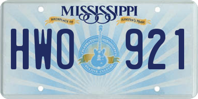 MS license plate HWO921