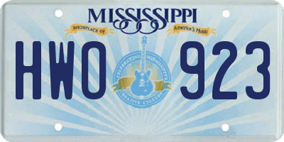 MS license plate HWO923