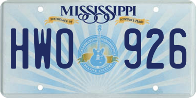 MS license plate HWO926