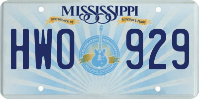 MS license plate HWO929