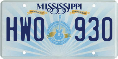 MS license plate HWO930