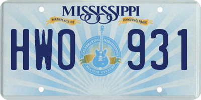 MS license plate HWO931