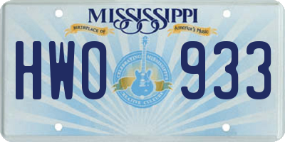 MS license plate HWO933