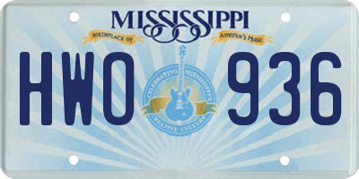 MS license plate HWO936