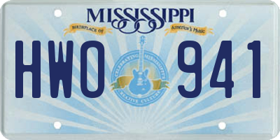 MS license plate HWO941