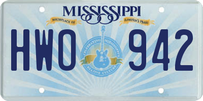 MS license plate HWO942