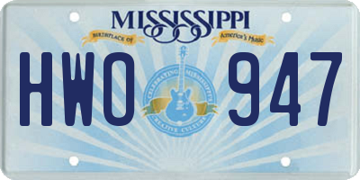 MS license plate HWO947