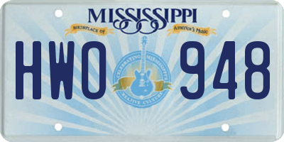 MS license plate HWO948