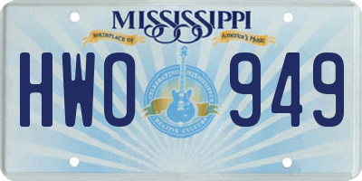 MS license plate HWO949