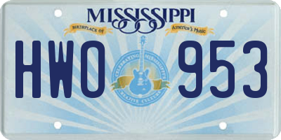MS license plate HWO953