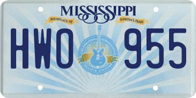 MS license plate HWO955