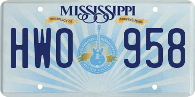 MS license plate HWO958