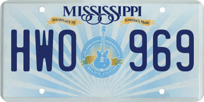 MS license plate HWO969