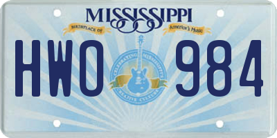 MS license plate HWO984