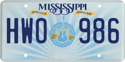 MS license plate HWO986