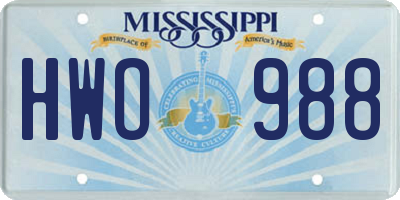 MS license plate HWO988