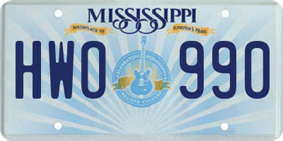 MS license plate HWO990