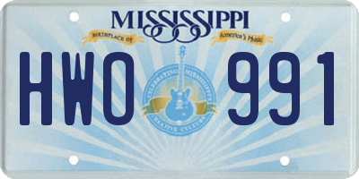 MS license plate HWO991