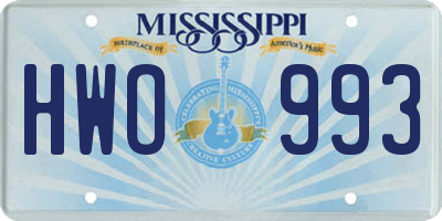 MS license plate HWO993