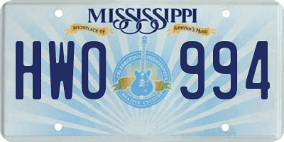 MS license plate HWO994