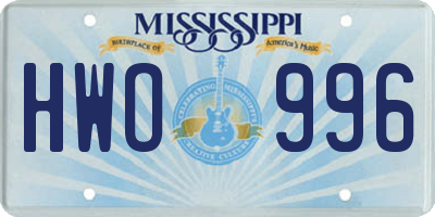 MS license plate HWO996
