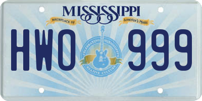 MS license plate HWO999