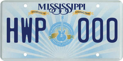 MS license plate HWP000