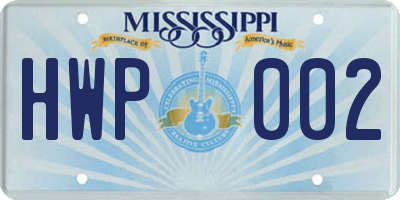 MS license plate HWP002