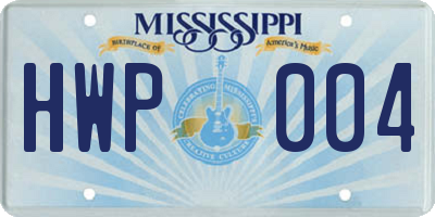 MS license plate HWP004